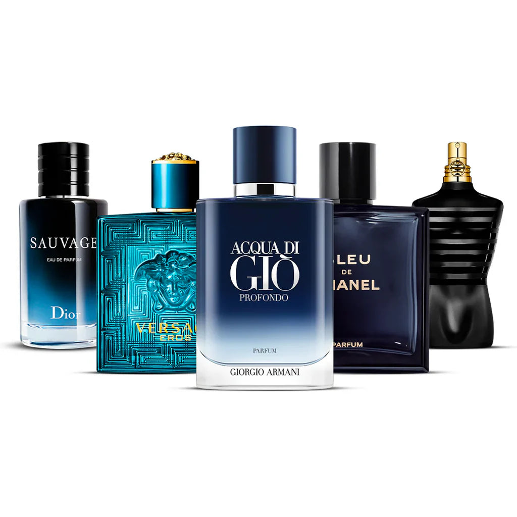 Set 5x 100ml - Sauvage, Versace Eros, Acqua di Giò Profondo, Bleu de Chanel och Le Male 100 ml