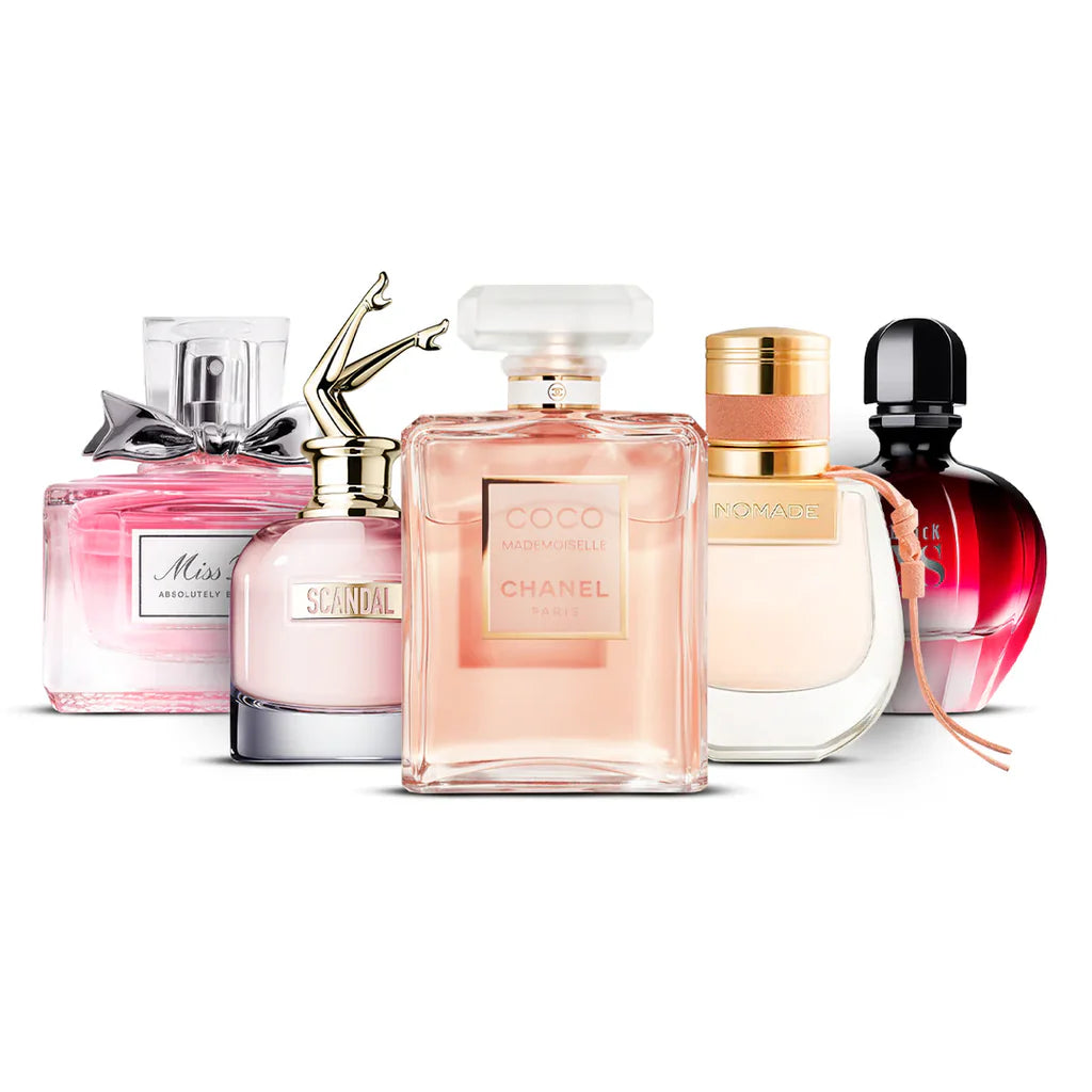 Set 5x 100ml - Miss Dior Absolutely Blooming, Scandal, Coco Mademoiselle, Nomade och Black XS 100 ml
