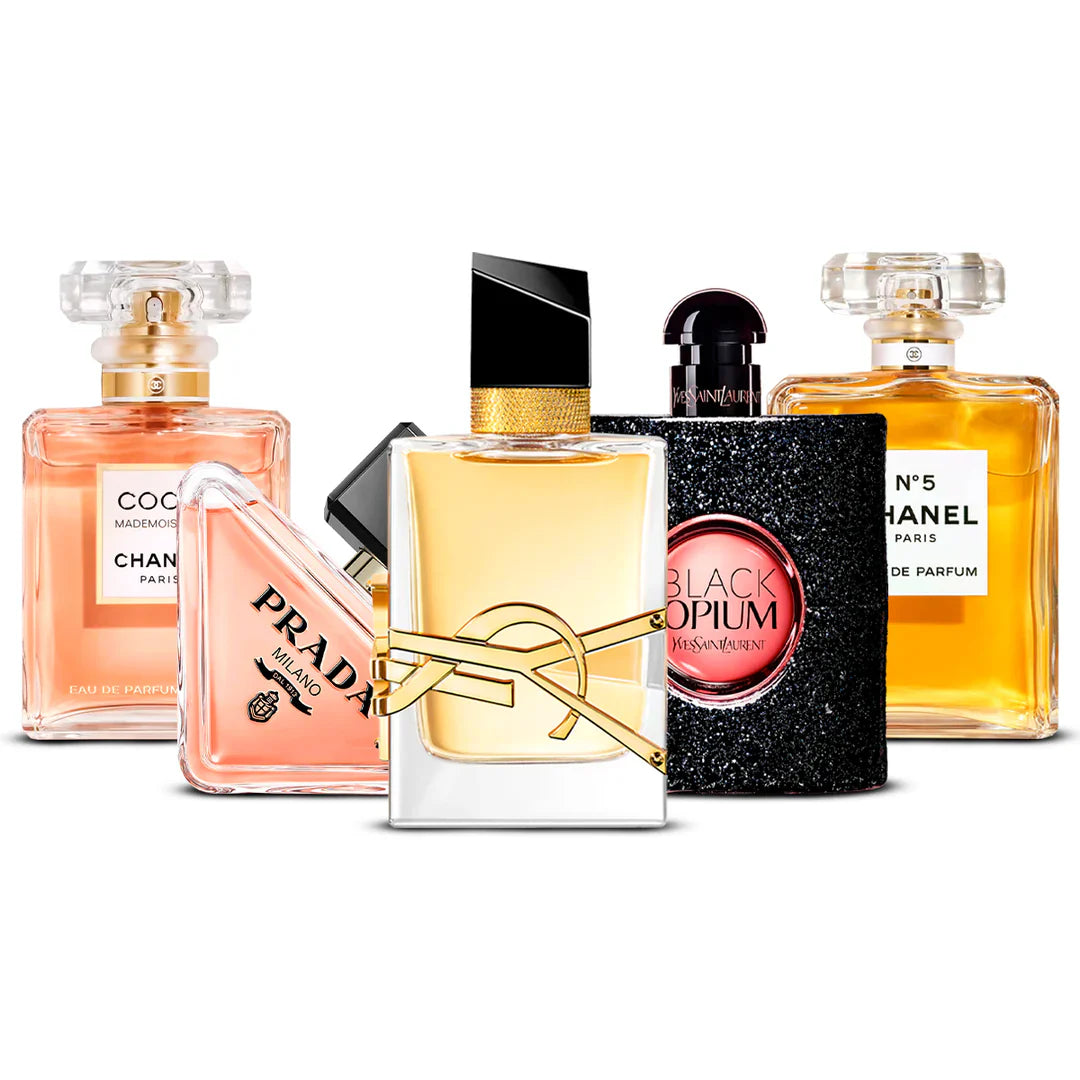Set 5x 100ml - Coco Mademoiselle, Prada Paradoxe, Libre, Black Opium och Chanel N°5 100 ml