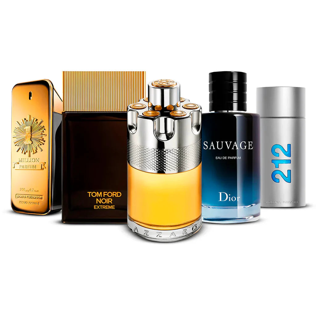 Set 5x 100ml - 1 Million, Tom Ford Noir Extrême, Azzaro Wanted, Sauvage och 212 Men 100 ml