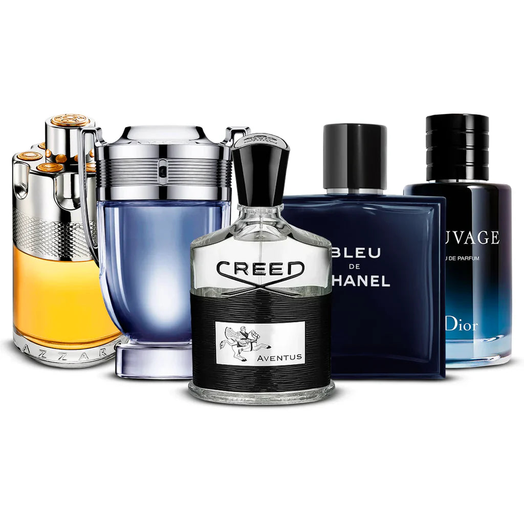 Set 5x 100ml - Azzaro Wanted, Invictus, Creed Aventus, Bleu de Chanel och Sauvage 100 ml