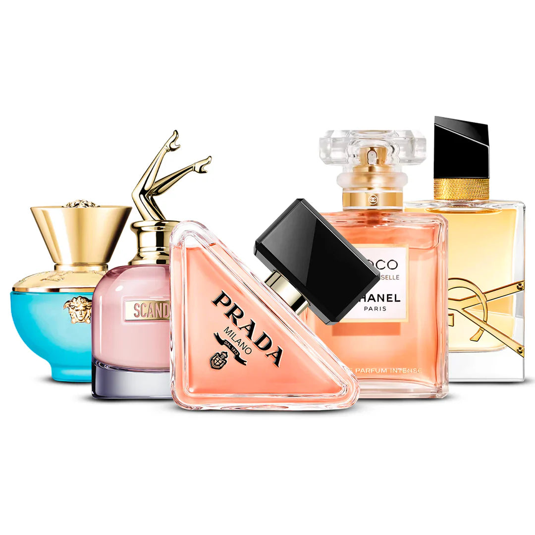 Set 5x 100ml - Versace Dylan Turquoise, Scandal, Prada Paradoxe, Coco Mademoiselle och Yves Saint Laurent Libre 100 ml