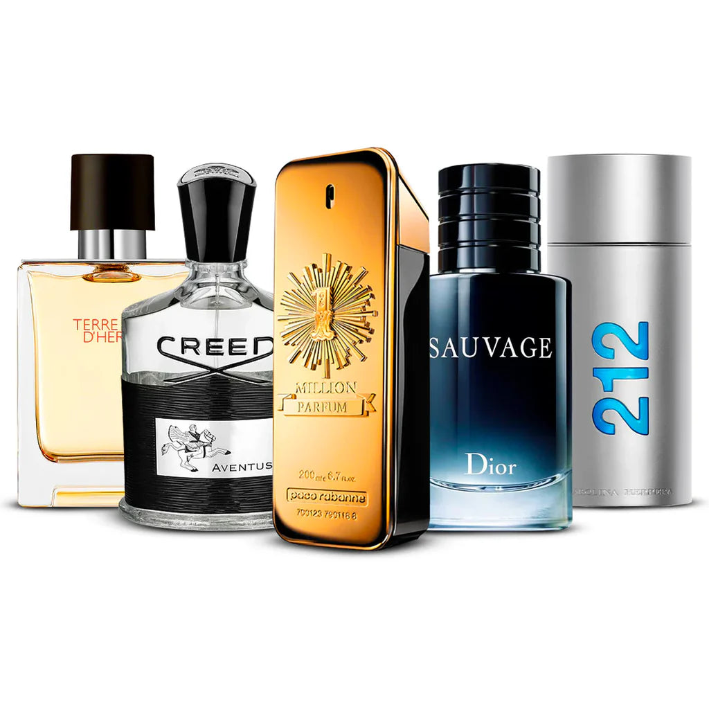 Set 5x 100ml - Terre d’Hermès, Creed Aventus, 1 Million, Sauvage och, 212 Men - 100 ml