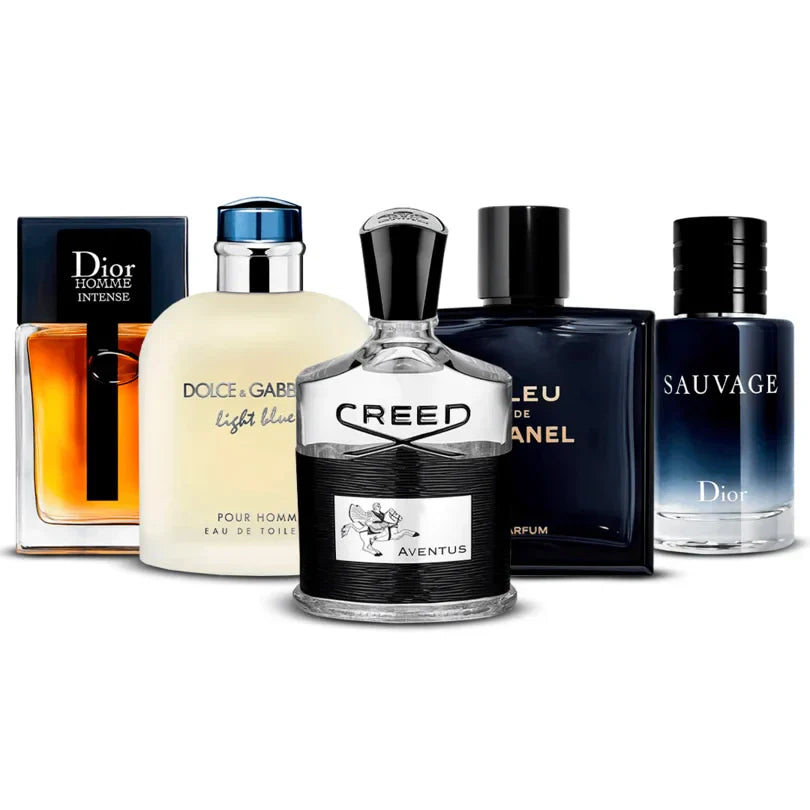 Set 5x 100ml - Dior Homme, Creed Aventus, Bleu de Chanel, Sauvage & Dolce & Gabbana